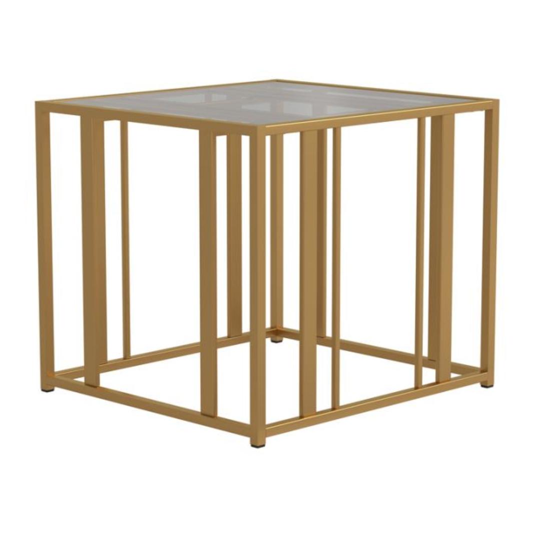 Coaster Furniture Adri 723607 Rectangular Glass Top Side End Table - Matte Brass IMAGE 1